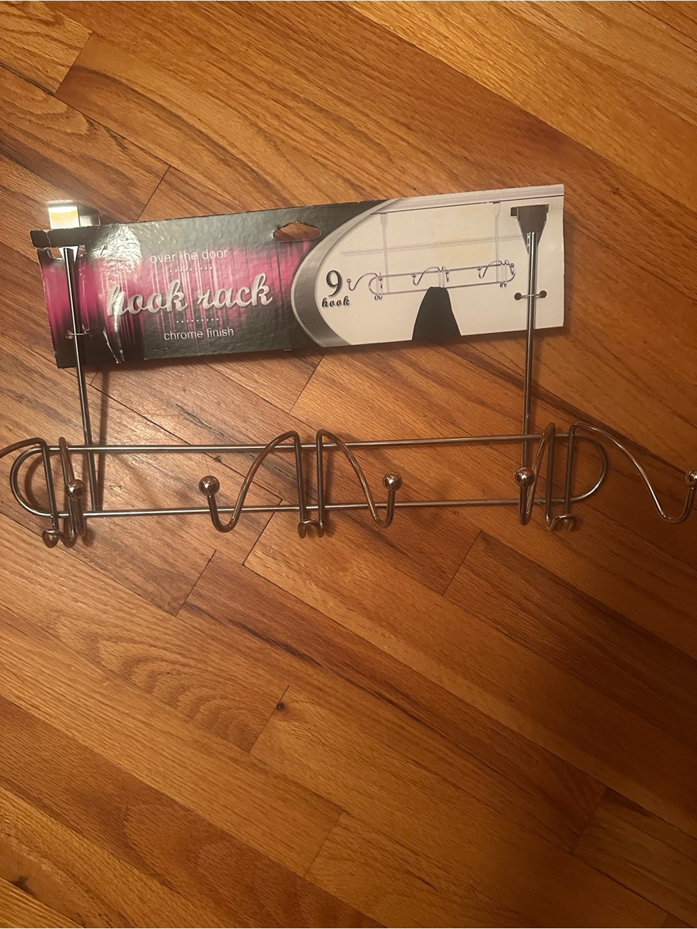 NEW Over the Door Hanger 9Hooks Chrome Finish